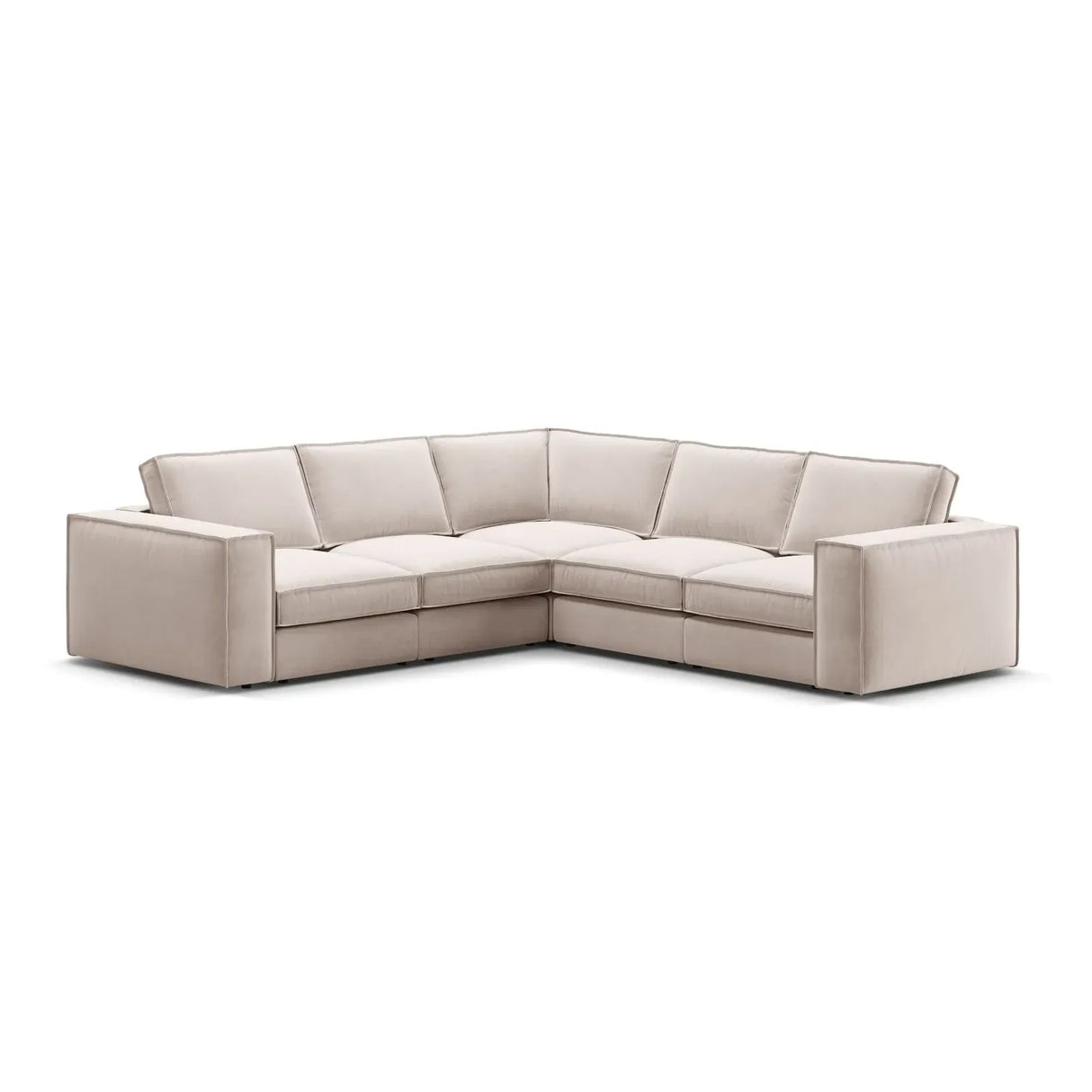 Pola 4-Sitzer Ecksofa, symmetrisch, aus Samt oder Strukturstoff, 284x284 cm - ZEN ZONE Furniture