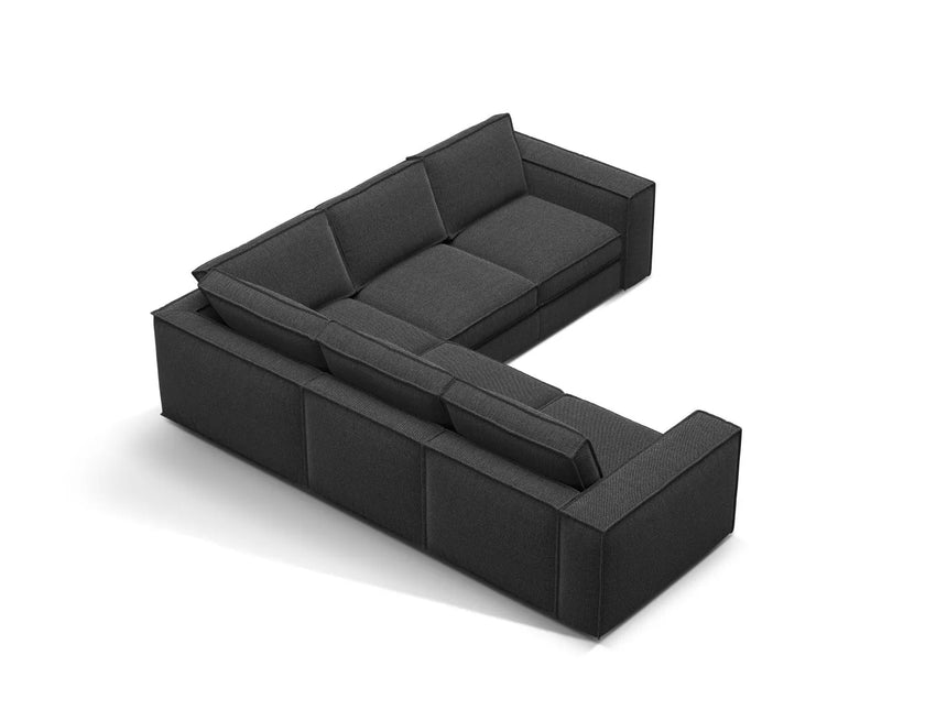 Pola 4-Sitzer Ecksofa, symmetrisch, aus Strukturierter Stoff in Schwarz (BABEL BLACK), 284x284 cm von Micadoni – Bild 3