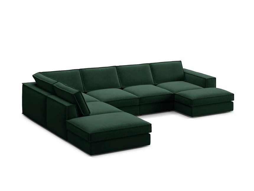 Pola 5-Sitzer Panorama Ecksofa, Linke Seite, aus Samt in Flaschengrün (Salvador 7), 362x259 cm von Micadoni – Bild 4