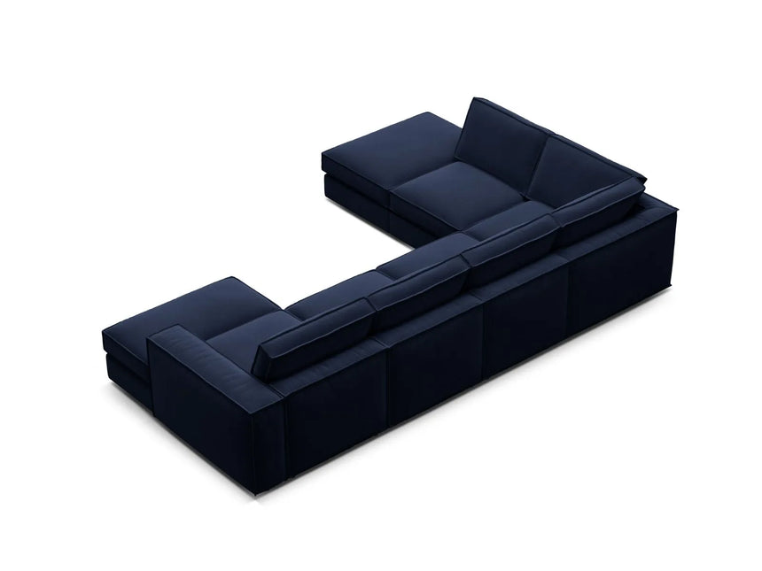 Pola 5-Sitzer Panorama Ecksofa, Linke Seite, aus Samt in Königsblau (Salvador 5), 362x259 cm von Micadoni – Bild 5