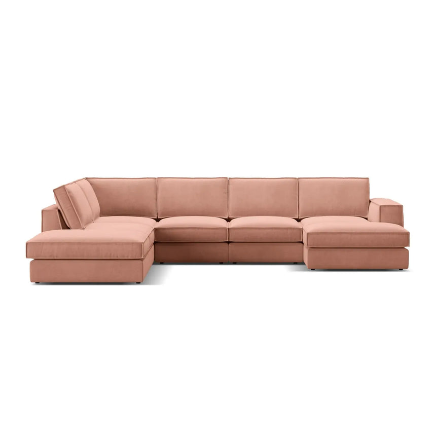 Pola 5-Sitzer Panorama Ecksofa, Linke Seite, aus Samt oder Strukturstoff, 362x259 cm - ZEN ZONE Furniture