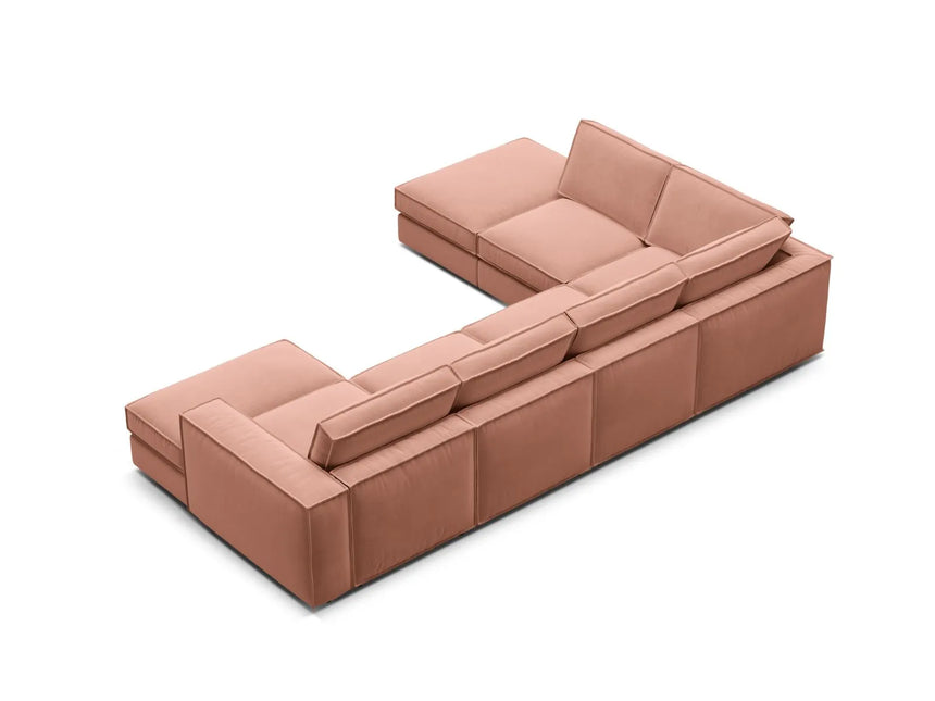 Pola 5-Sitzer Panorama Ecksofa, Linke Seite, aus Samt in Rosa (Salvador 11), 362x259 cm von Micadoni – Bild 5