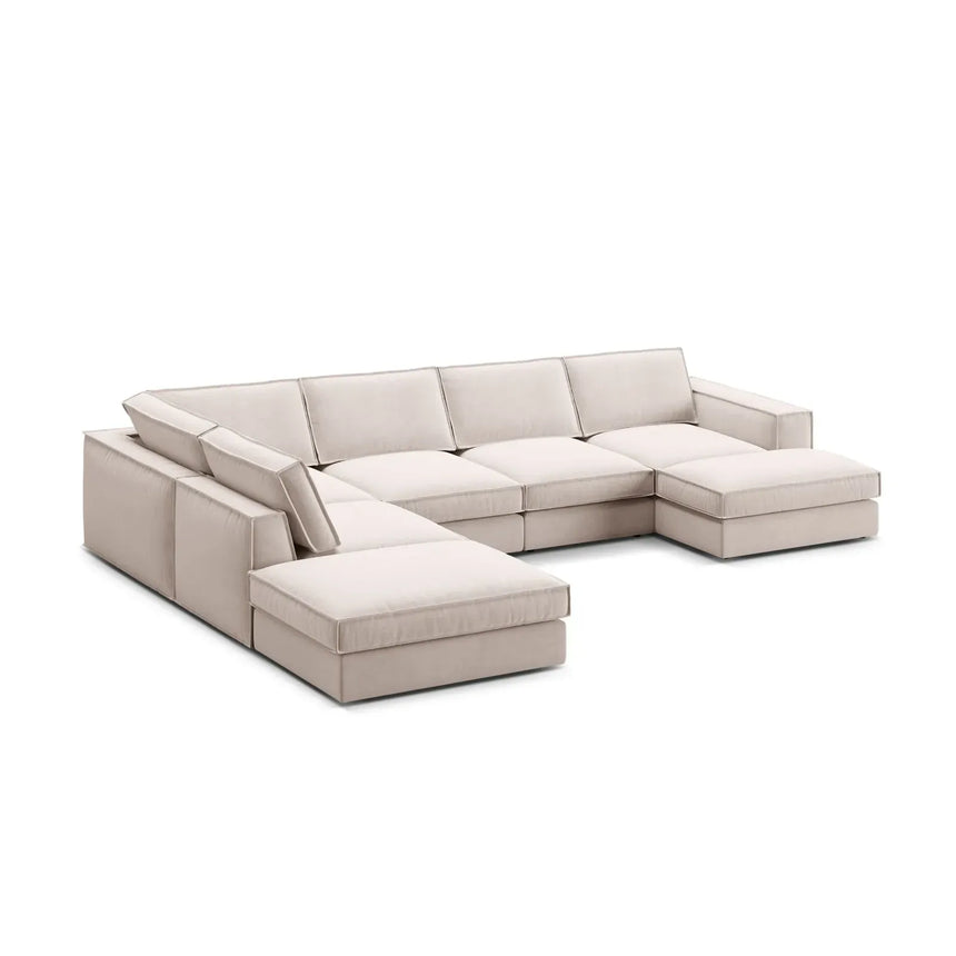 Pola 5-Sitzer Panorama Ecksofa, Linke Seite, aus Samt oder Strukturstoff, 362x259 cm - ZEN ZONE Furniture