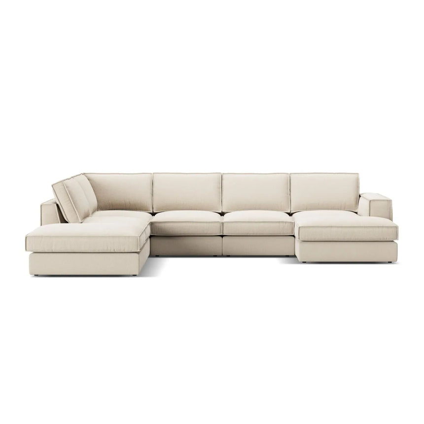 Pola 5-Sitzer Panorama Ecksofa, Linke Seite, aus Samt oder Strukturstoff, 362x259 cm - ZEN ZONE Furniture