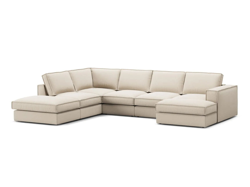 Pola 5-Sitzer Panorama Ecksofa, Linke Seite, aus Strukturierter Stoff in Beige (BABEL TOFFEE), 362x259 cm von Micadoni – Bild 3