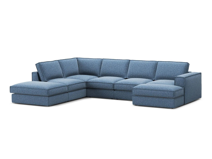 Pola 5-Sitzer Panorama Ecksofa, Linke Seite, aus Strukturierter Stoff in Dunkelblau (BABEL BLUE), 362x259 cm von Micadoni – Bild 3