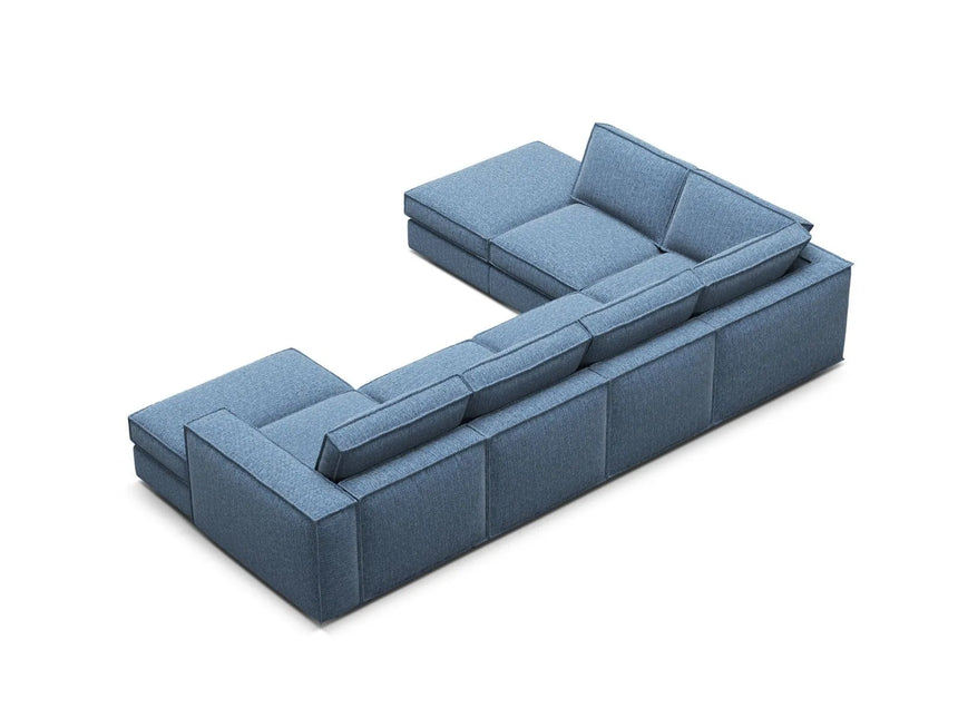 Pola 5-Sitzer Panorama Ecksofa, Linke Seite, aus Strukturierter Stoff in Dunkelblau (BABEL BLUE), 362x259 cm von Micadoni – Bild 5