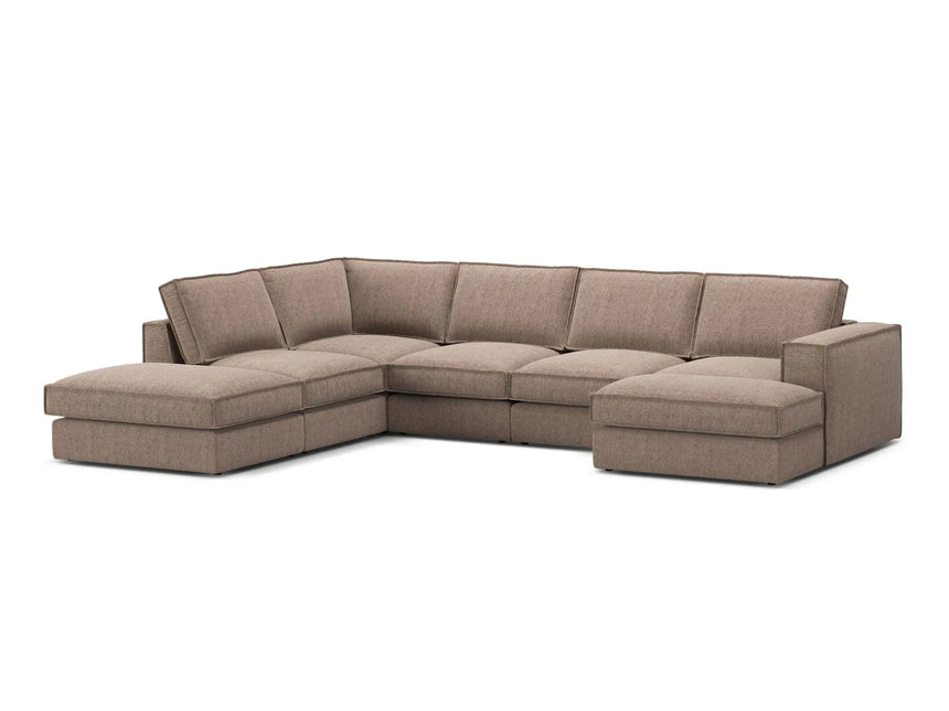 Pola 5-Sitzer Panorama Ecksofa, Linke Seite, aus Strukturierter Stoff in Hellbraun (BABEL TAUPE), 362x259 cm von Micadoni – Bild 3