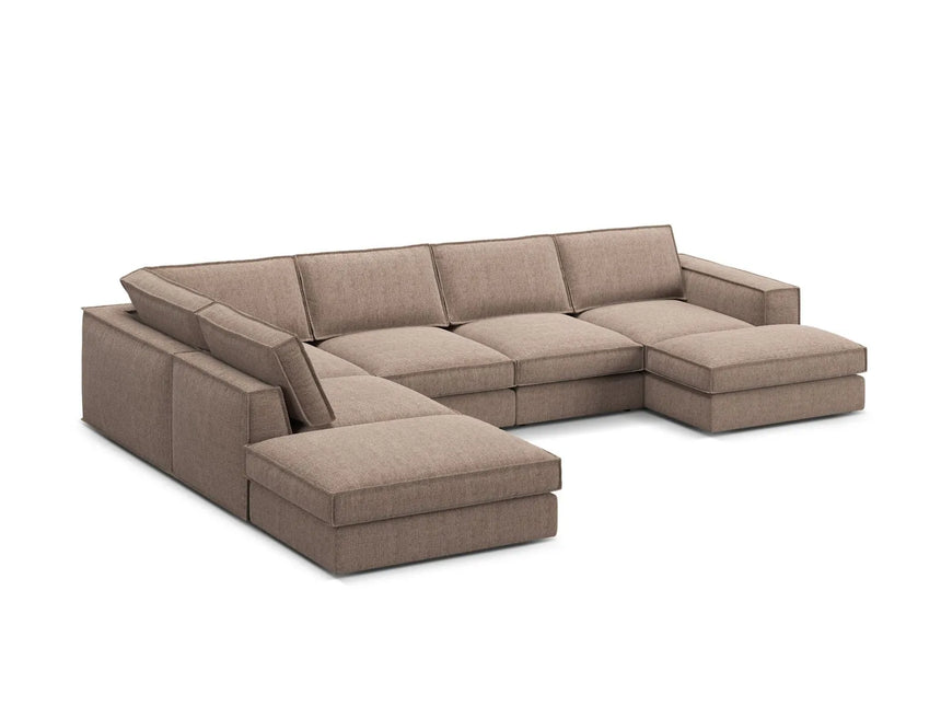 Pola 5-Sitzer Panorama Ecksofa, Linke Seite, aus Strukturierter Stoff in Hellbraun (BABEL TAUPE), 362x259 cm von Micadoni – Bild 4
