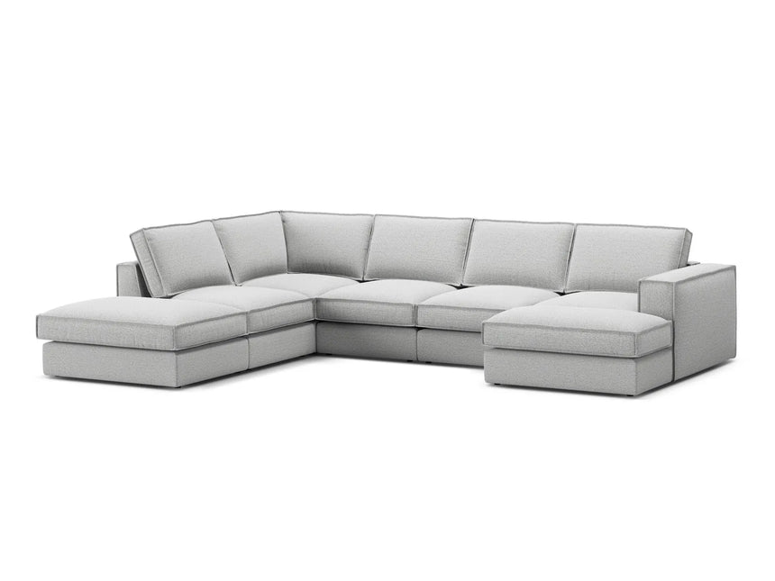 Pola 5-Sitzer Panorama Ecksofa, Linke Seite, aus Strukturierter Stoff in Hellgrau (BABEL LIGHT GREY), 362x259 cm von Micadoni – Bild 3