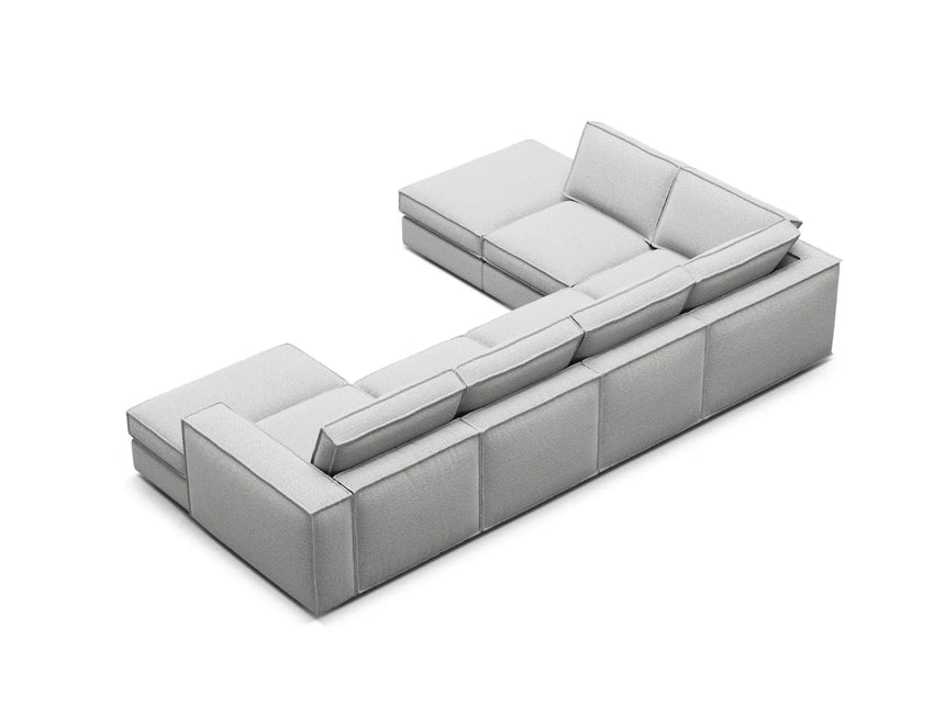 Pola 5-Sitzer Panorama Ecksofa, Linke Seite, aus Strukturierter Stoff in Hellgrau (BABEL LIGHT GREY), 362x259 cm von Micadoni – Bild 5