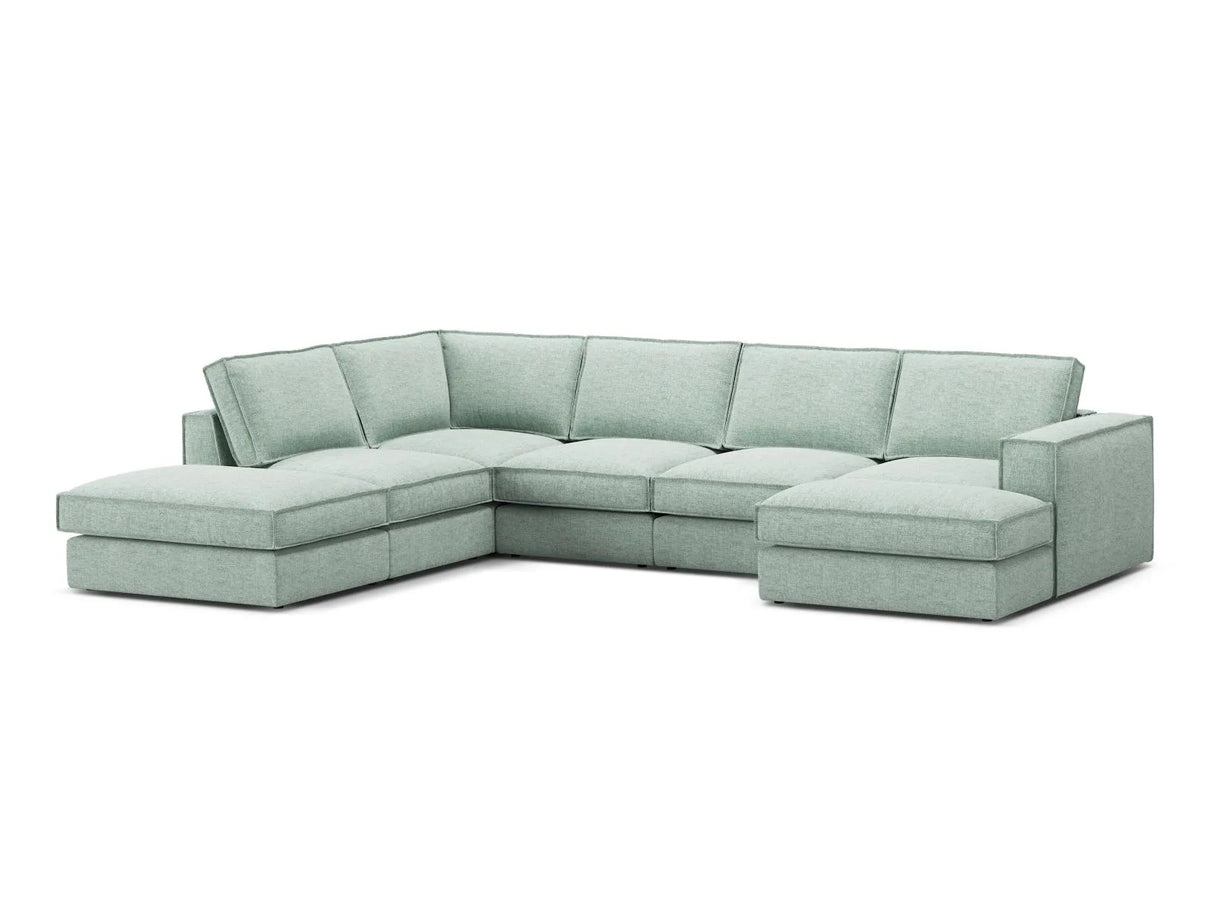 Pola 5-Sitzer Panorama Ecksofa, Linke Seite, aus Strukturierter Stoff in Minze (BABEL SAFIRA), 362x259 cm von Micadoni – Bild 3