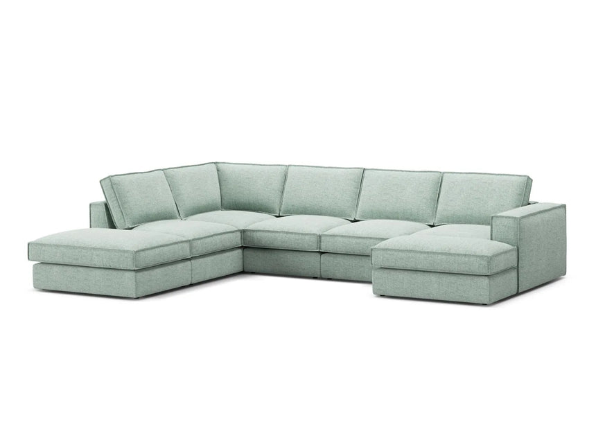Pola 5-Sitzer Panorama Ecksofa, Linke Seite, aus Strukturierter Stoff in Minze (BABEL SAFIRA), 362x259 cm von Micadoni – Bild 3