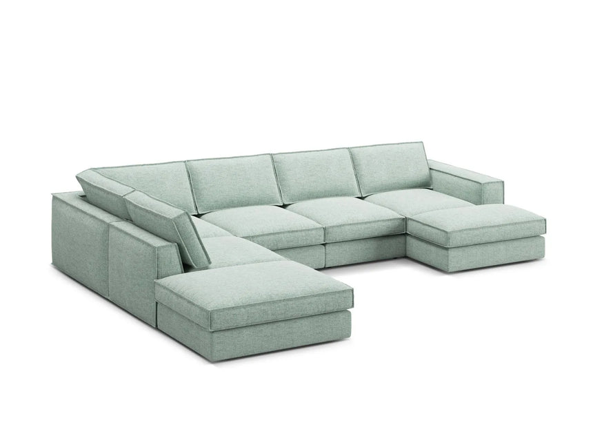 Pola 5-Sitzer Panorama Ecksofa, Linke Seite, aus Strukturierter Stoff in Minze (BABEL SAFIRA), 362x259 cm von Micadoni – Bild 4