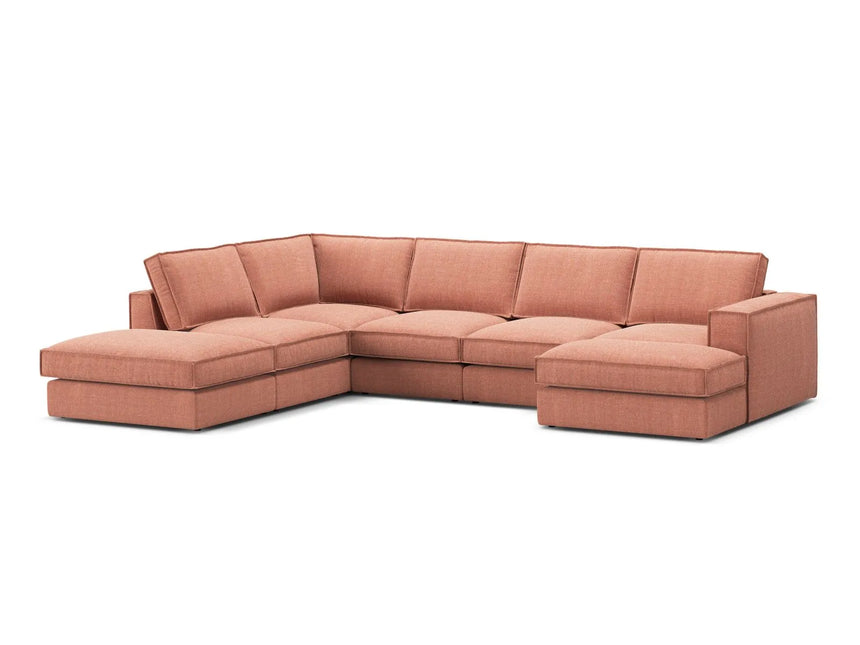 Pola 5-Sitzer Panorama Ecksofa, Linke Seite, aus Strukturierter Stoff in Red (BABEL RED), 362x259 cm von Micadoni – Bild 3