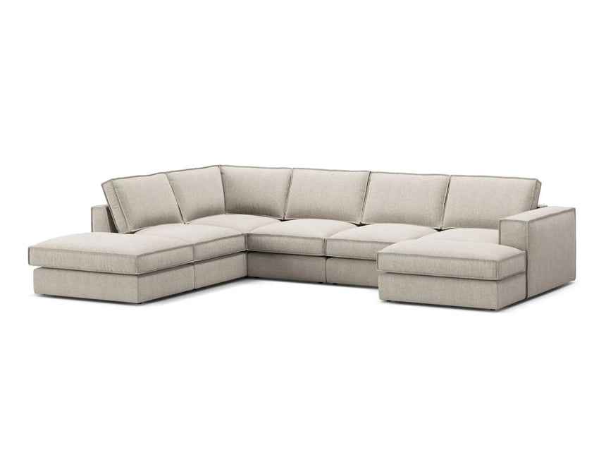 Pola 5-Sitzer Panorama Ecksofa, Linke Seite, aus Strukturierter Stoff in Sand (BABEL SAND), 362x259 cm von Micadoni – Bild 3