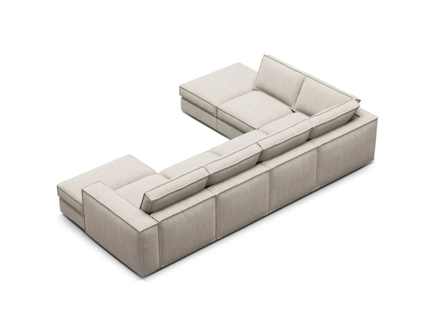 Pola 5-Sitzer Panorama Ecksofa, Linke Seite, aus Strukturierter Stoff in Sand (BABEL SAND), 362x259 cm von Micadoni – Bild 5