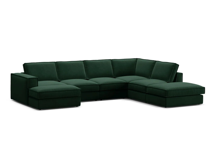 Pola 5-Sitzer Panorama Ecksofa, Rechte Seite, aus Samt in Flaschengrün (Salvador 7), 362x259 cm von Micadoni – Bild 3