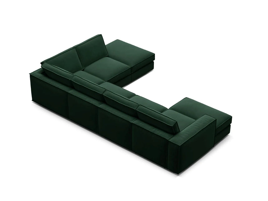 Pola 5-Sitzer Panorama Ecksofa, Rechte Seite, aus Samt in Flaschengrün (Salvador 7), 362x259 cm von Micadoni – Bild 5