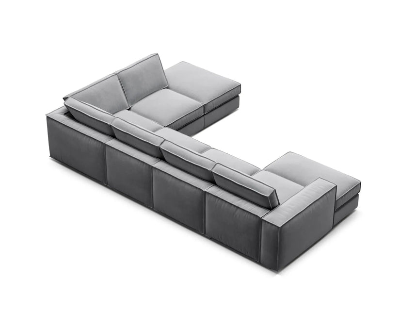 Pola 5-Sitzer Panorama Ecksofa, Rechte Seite, aus Samt in Grau (Salvador 17), 362x259 cm von Micadoni – Bild 5