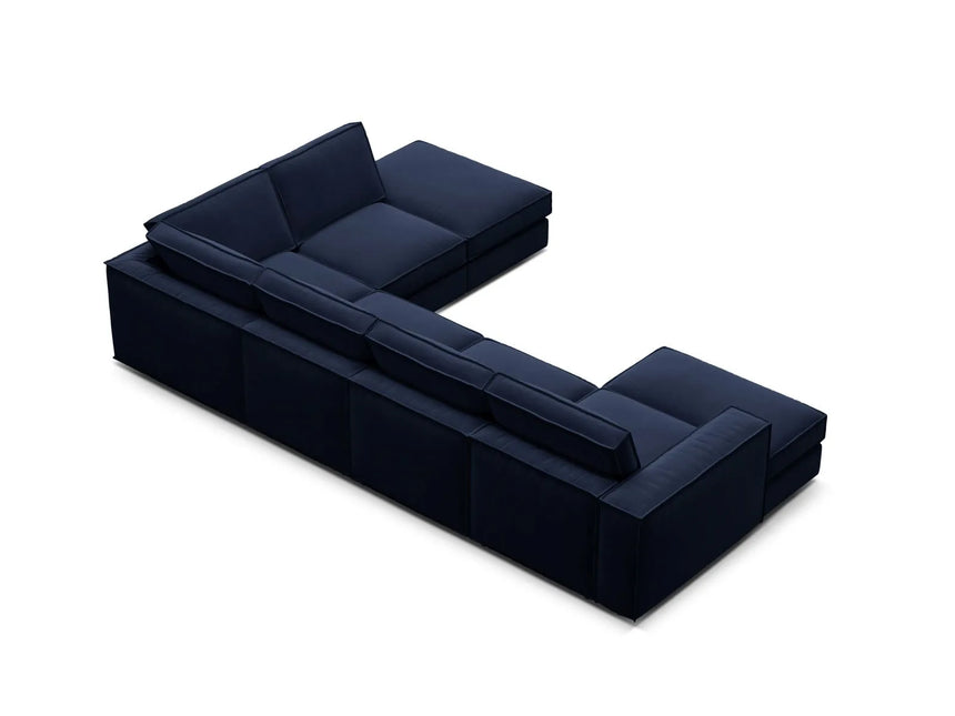 Pola 5-Sitzer Panorama Ecksofa, Rechte Seite, aus Samt in Königsblau (Salvador 5), 362x259 cm von Micadoni – Bild 5