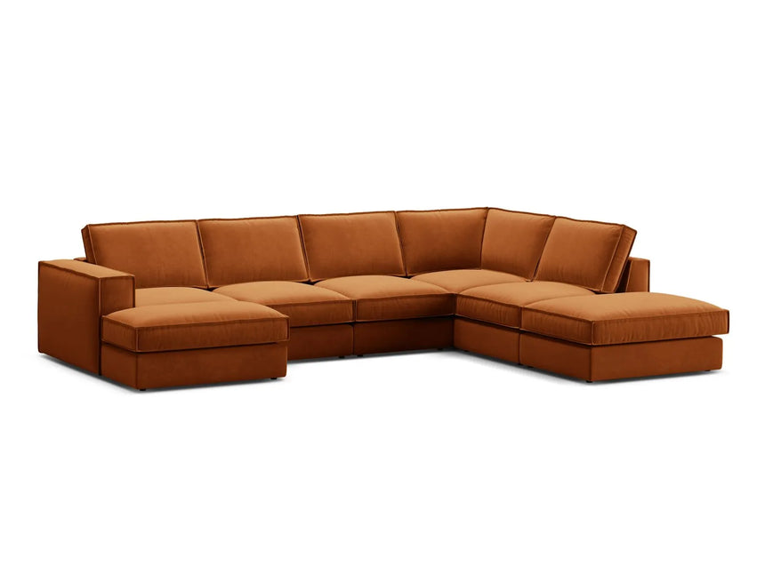 Pola 5-Sitzer Panorama Ecksofa, Rechte Seite, aus Samt in Terrakotta (Salvador 14), 362x259 cm von Micadoni – Bild 3