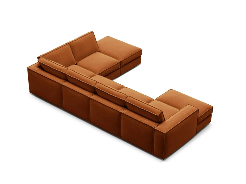 Pola 5-Sitzer Panorama Ecksofa, Rechte Seite, aus Samt in Terrakotta (Salvador 14), 362x259 cm von Micadoni – Bild 5