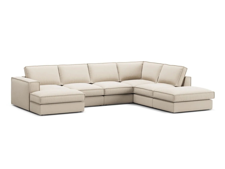 Pola 5-Sitzer Panorama Ecksofa, Rechte Seite, aus Strukturierter Stoff in Beige (BABEL TOFFEE), 362x259 cm von Micadoni – Bild 3