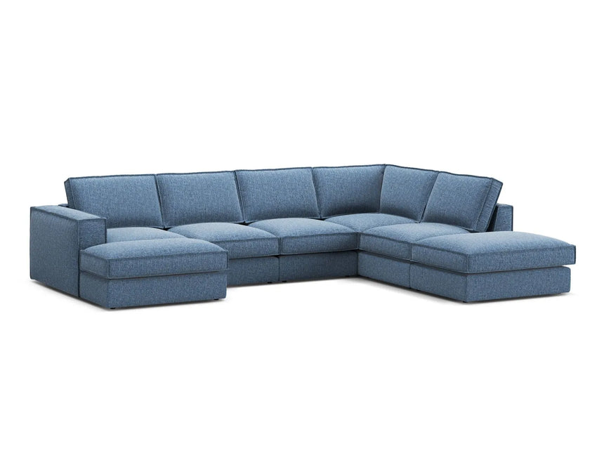Pola 5-Sitzer Panorama Ecksofa, Rechte Seite, aus Strukturierter Stoff in Dunkelblau (BABEL BLUE), 362x259 cm von Micadoni – Bild 3