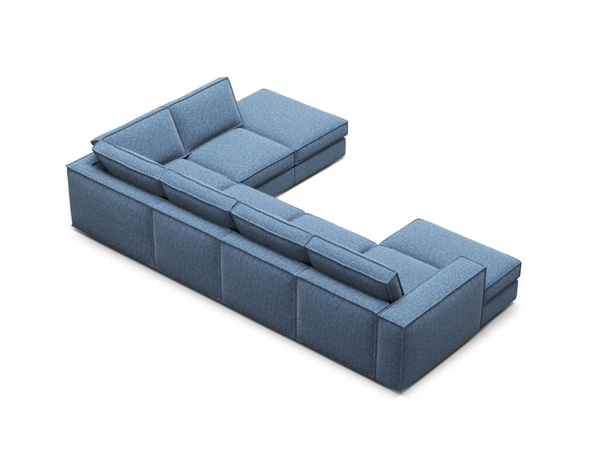 Pola 5-Sitzer Panorama Ecksofa, Rechte Seite, aus Strukturierter Stoff in Dunkelblau (BABEL BLUE), 362x259 cm von Micadoni – Bild 5