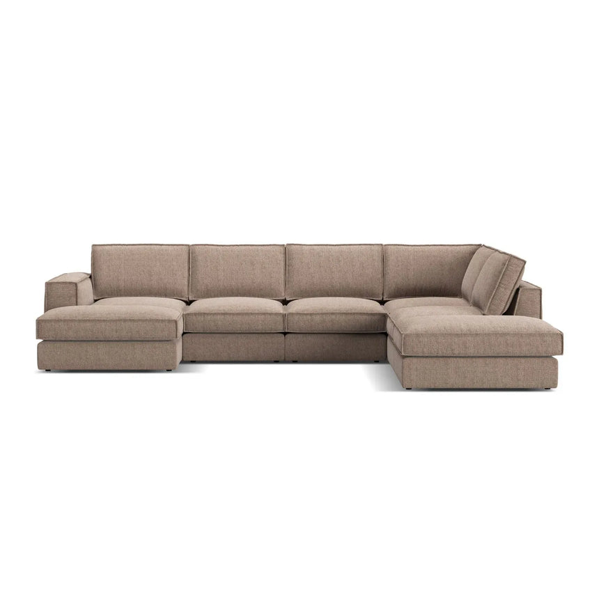 Pola 5-Sitzer Panorama Ecksofa, Rechte Seite, aus Samt in Beige (Salvador 1), 362x259 cm - ZEN ZONE Furniture