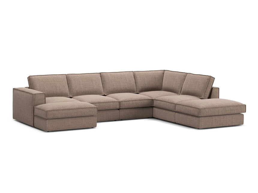 Pola 5-Sitzer Panorama Ecksofa, Rechte Seite, aus Strukturierter Stoff in Hellbraun (BABEL TAUPE), 362x259 cm von Micadoni – Bild 3
