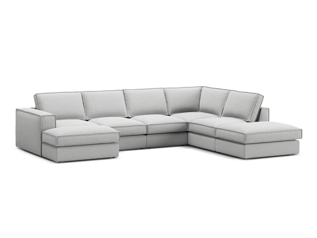 Pola 5-Sitzer Panorama Ecksofa, Rechte Seite, aus Strukturierter Stoff in Hellgrau (BABEL LIGHT GREY), 362x259 cm von Micadoni – Bild 3