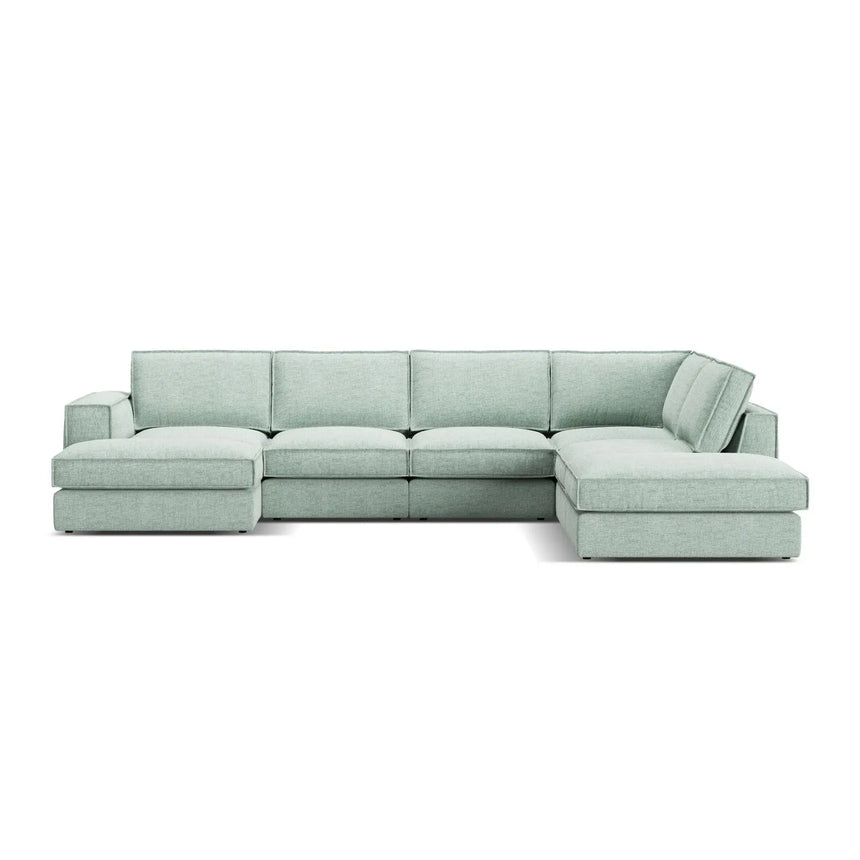 Pola 5-Sitzer Panorama Ecksofa, Rechte Seite, aus Samt in Beige (Salvador 1), 362x259 cm - ZEN ZONE Furniture