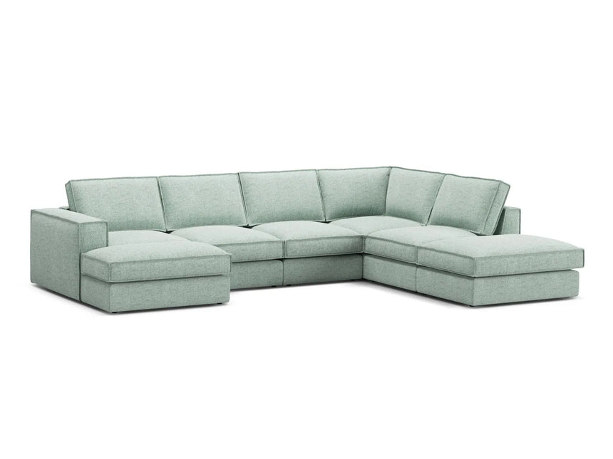 Pola 5-Sitzer Panorama Ecksofa, Rechte Seite, aus Strukturierter Stoff in Minze (BABEL SAFIRA), 362x259 cm von Micadoni – Bild 3