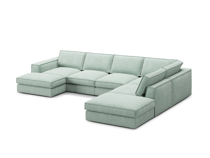 Pola 5-Sitzer Panorama Ecksofa, Rechte Seite, aus Strukturierter Stoff in Minze (BABEL SAFIRA), 362x259 cm von Micadoni – Bild 4
