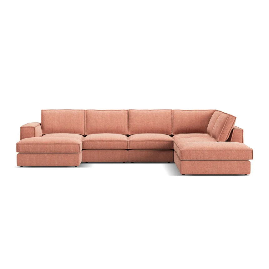 Pola 5-Sitzer Panorama Ecksofa, Rechte Seite, aus Samt in Beige (Salvador 1), 362x259 cm - ZEN ZONE Furniture