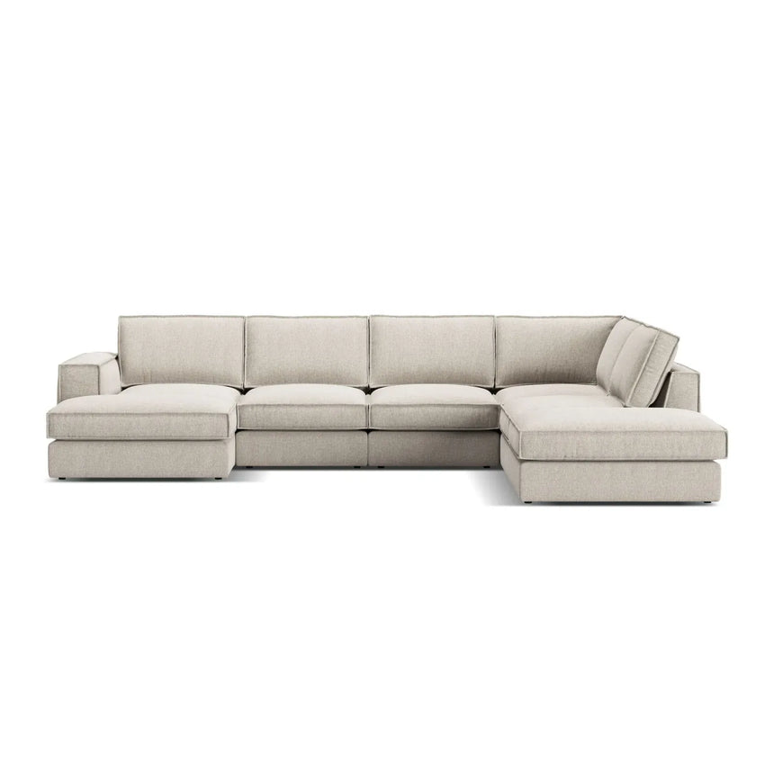 Pola 5-Sitzer Panorama Ecksofa, Rechte Seite, aus Samt in Beige (Salvador 1), 362x259 cm - ZEN ZONE Furniture
