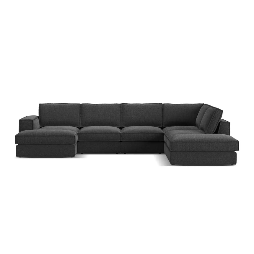 Pola 5-Sitzer Panorama Ecksofa, Rechte Seite, aus Samt in Beige (Salvador 1), 362x259 cm - ZEN ZONE Furniture
