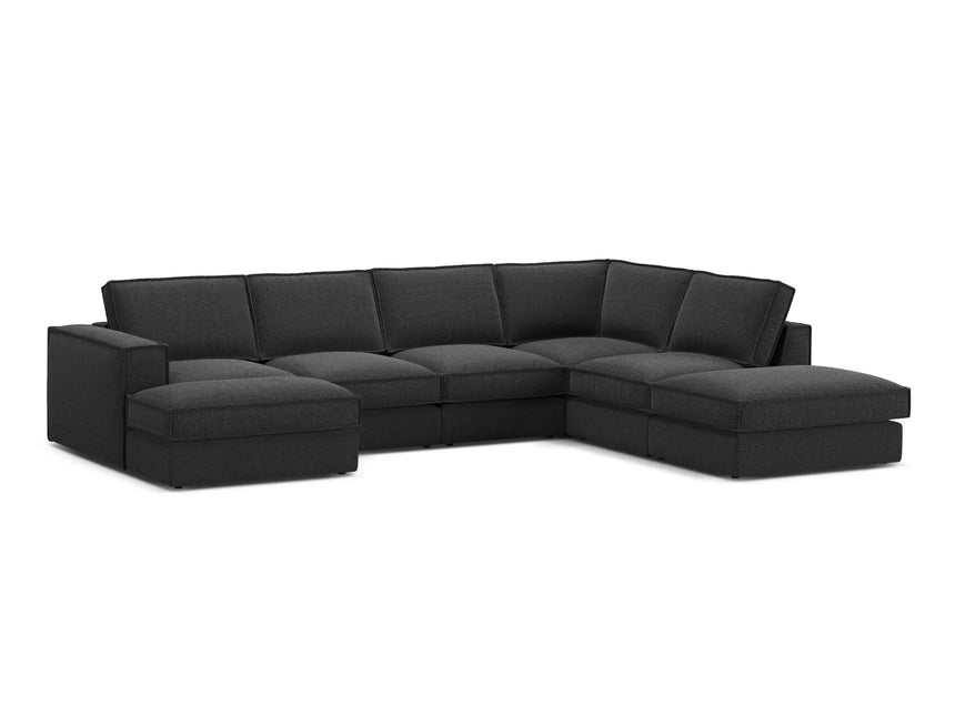 Pola 5-Sitzer Panorama Ecksofa, Rechte Seite, aus Strukturierter Stoff in Schwarz (BABEL BLACK), 362x259 cm von Micadoni – Bild 3