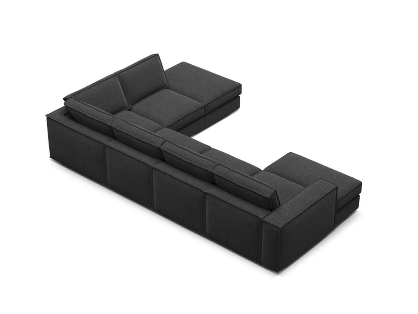 Pola 5-Sitzer Panorama Ecksofa, Rechte Seite, aus Strukturierter Stoff in Schwarz (BABEL BLACK), 362x259 cm von Micadoni – Bild 5