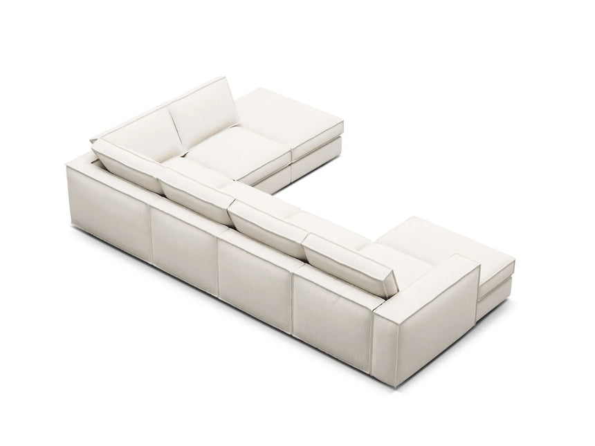 Pola 5-Sitzer Panorama Ecksofa, Rechte Seite, aus Strukturierter Stoff in Weiß (BABEL WHITE), 362x259 cm von Micadoni – Bild 5