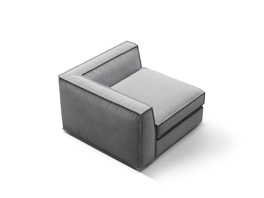 Pola Modulares 1-Sitzer Ecksofa Element aus Samt in Grau (Salvador 17), 103x103x88 cm von Micadoni – Bild 4