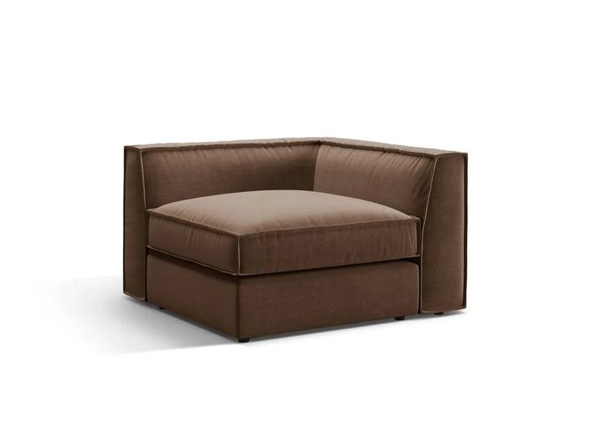 Pola Modulares 1-Sitzer Ecksofa Element aus Samt in Schokolade (Salvador 4), 103x103x88 cm von Micadoni – Bild 3