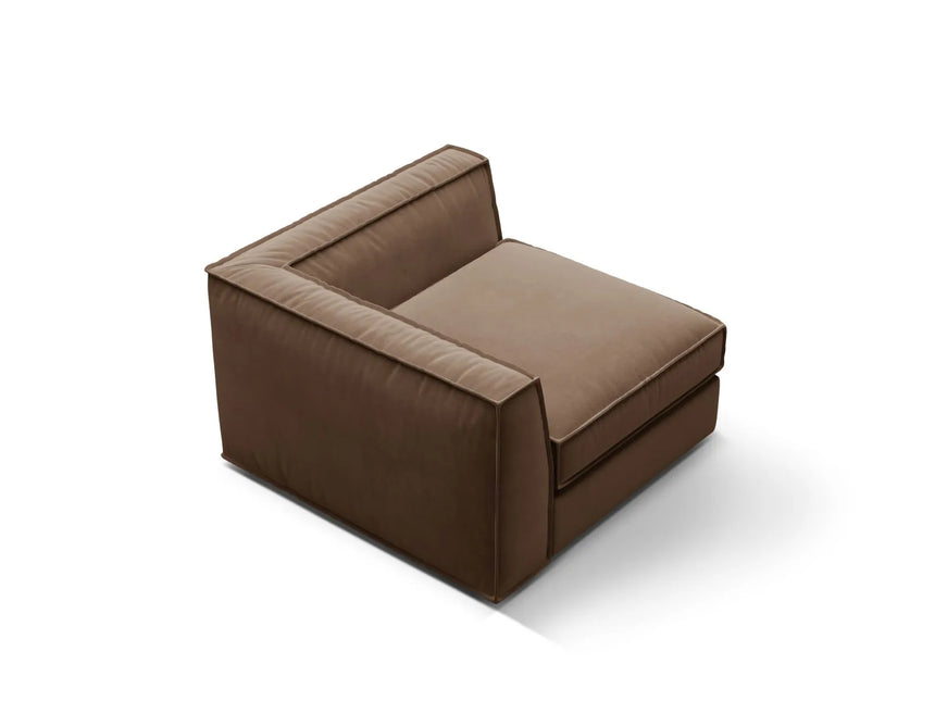 Pola Modulares 1-Sitzer Ecksofa Element aus Samt in Schokolade (Salvador 4), 103x103x88 cm von Micadoni – Bild 4