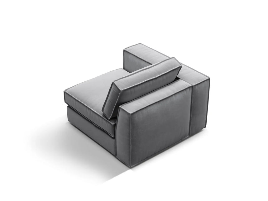 Pola Modulares 1-Sitzer Sofa Sitzelement, Linke Seite, aus Samt in Grau (Salvador 17), 103x103 cm von Micadoni – Bild 4