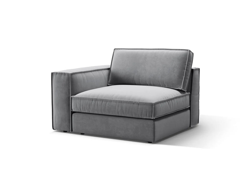 Pola Modulares 1-Sitzer Sofa Sitzelement, Linke Seite, aus Samt in Grau (Salvador 17), 103x118 cm von Micadoni – Bild 3