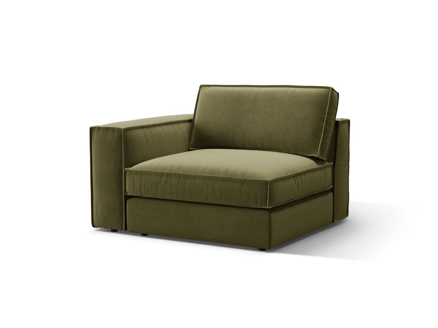 Pola Modulares 1-Sitzer Sofa Sitzelement, Linke Seite, aus Samt in Grün (Salvador 8), 103x118 cm von Micadoni – Bild 3