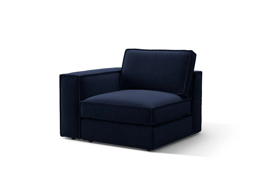 Pola Modulares 1-Sitzer Sofa Sitzelement, Linke Seite, aus Samt in Königsblau (Salvador 5), 103x103 cm von Micadoni – Bild 3