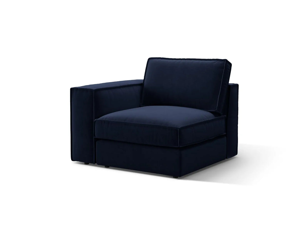 Pola Modulares 1-Sitzer Sofa Sitzelement, Linke Seite, aus Samt in Königsblau (Salvador 5), 103x103 cm von Micadoni – Bild 3